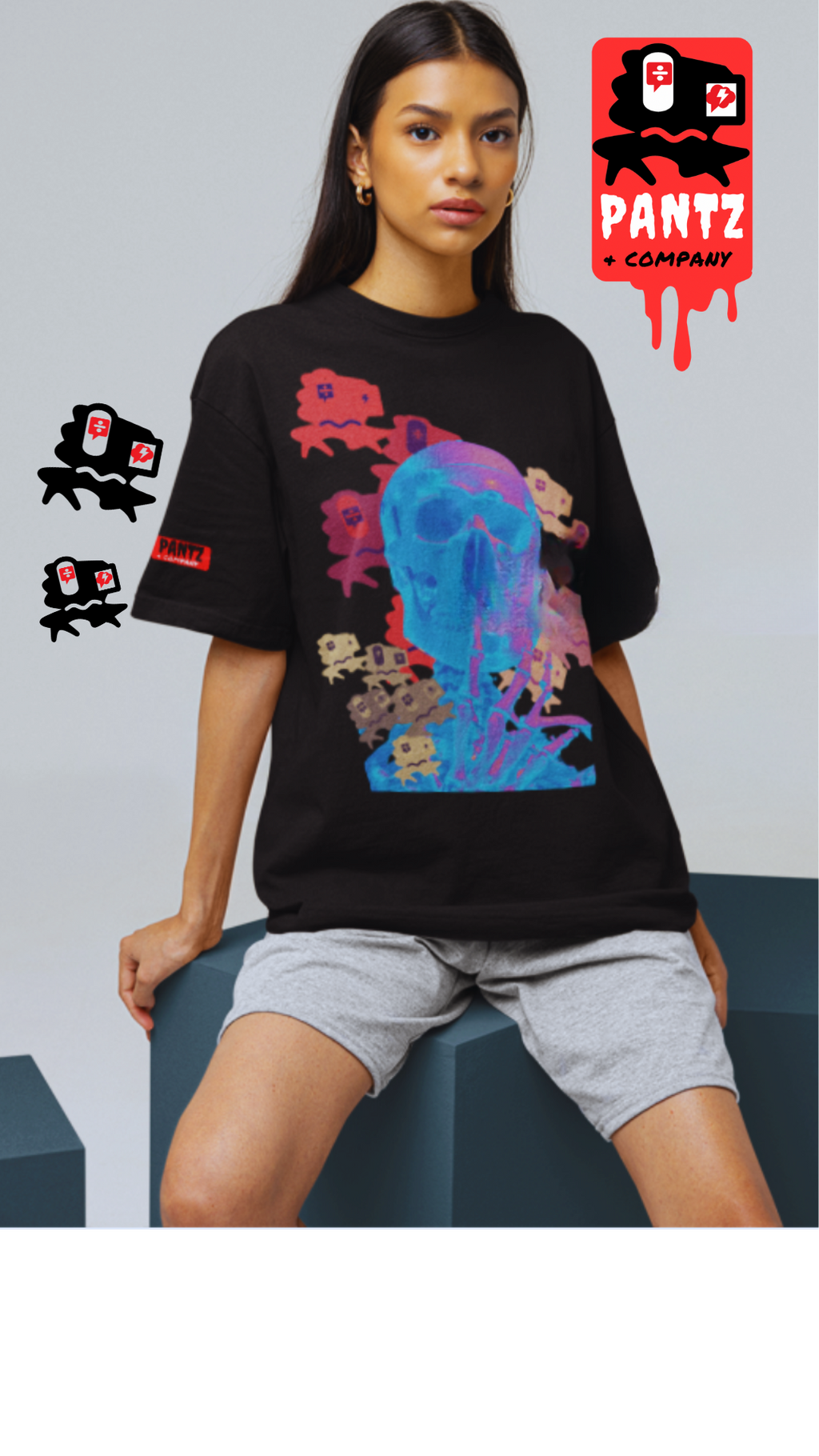BOLTED SKULL SWARM Oversized faded t-shirt